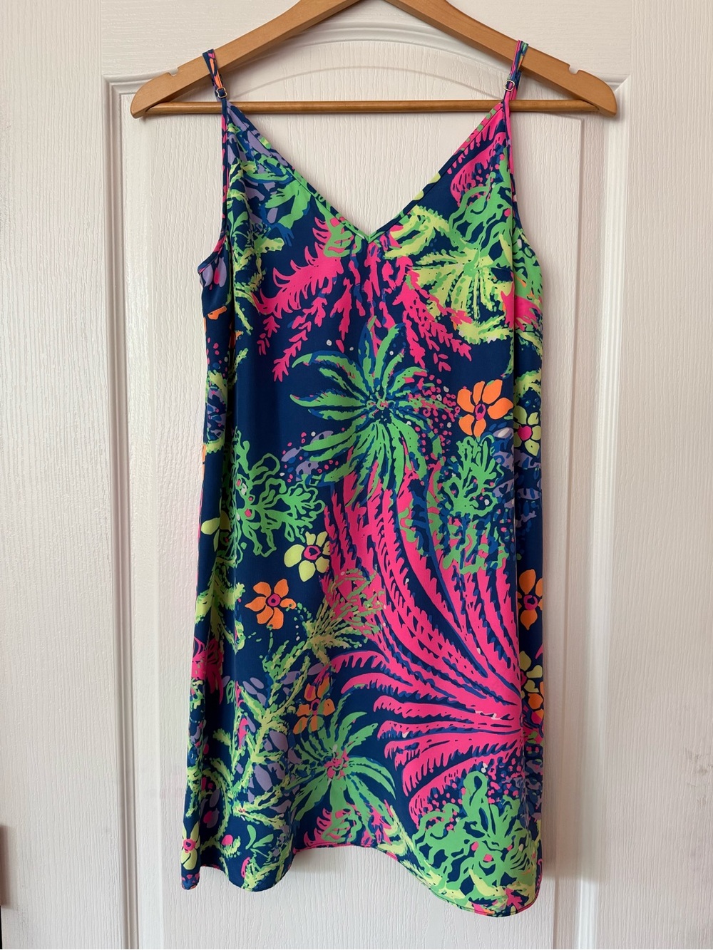 Lilly Pulitzer Lela Silk Slip Dress in “Indigo All A Glow”, Size Small.